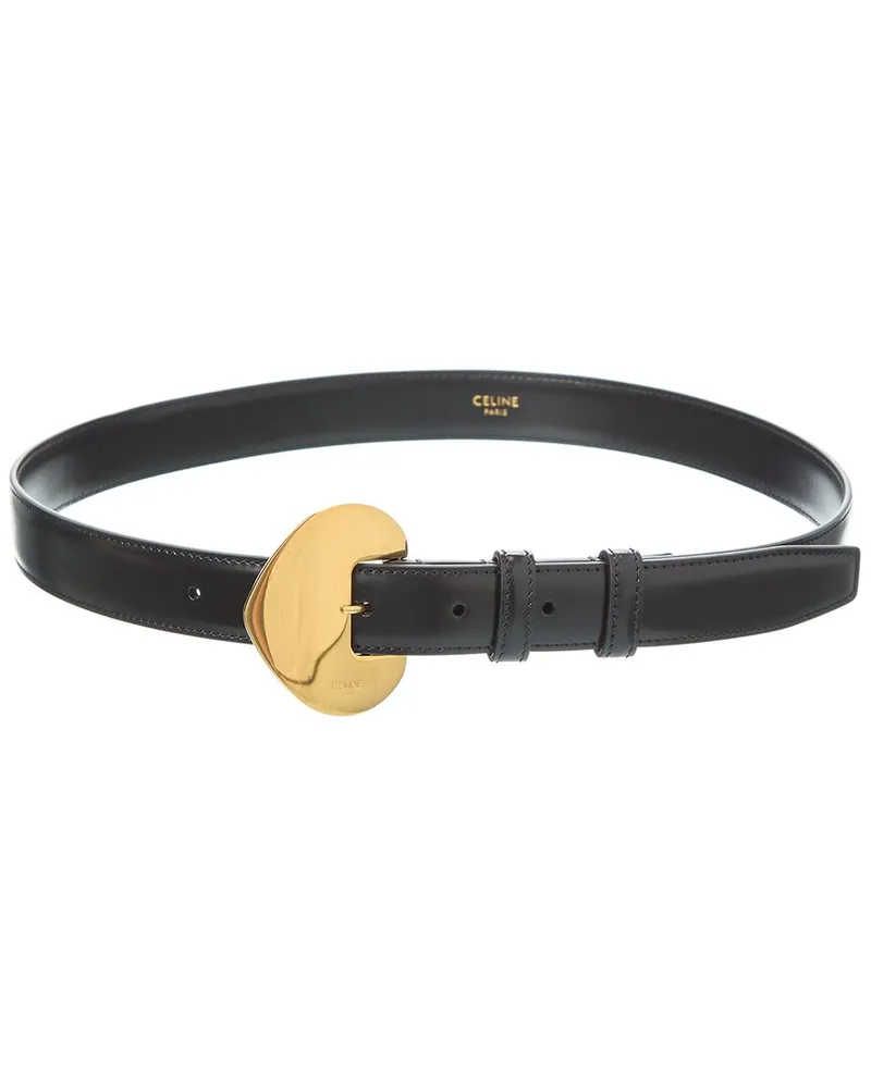 Celine Triomphe Small Leather Belt Black