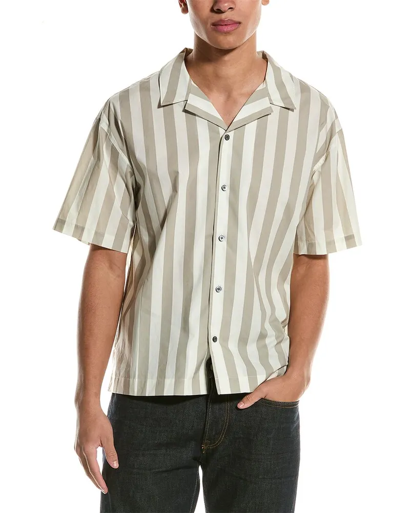 Frame Denim Camp Collar Shirt Beige