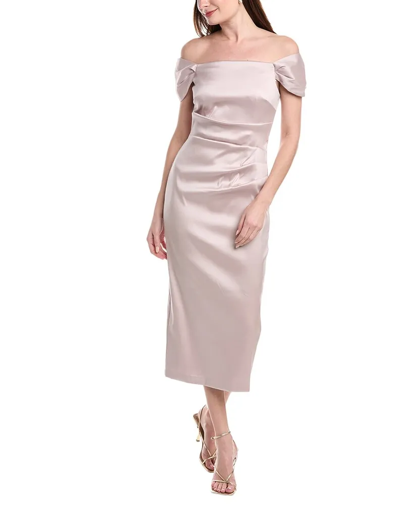 Aidan Mattox Stretch Mikado Midi Dress Pink