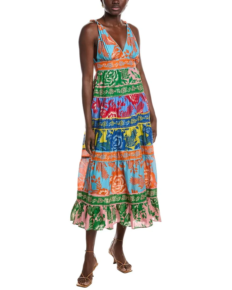 FARM Rio Lace Garden Mix Midi Dress White
