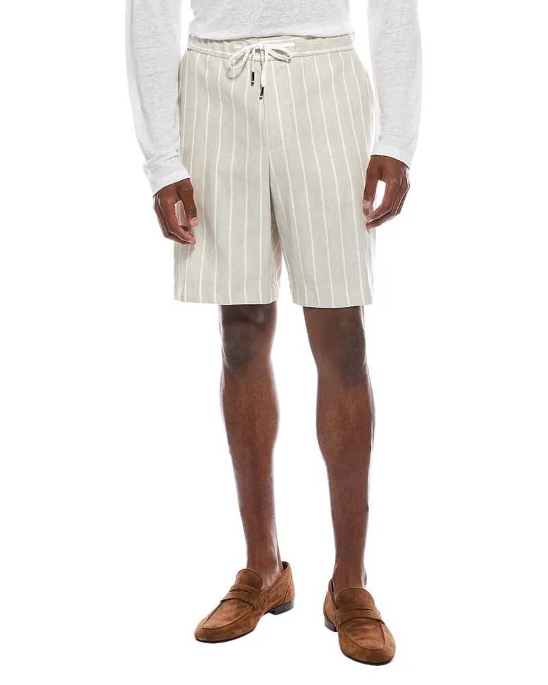 HUGO BOSS Perin Relaxed Fit Linen-Blend Short Brown