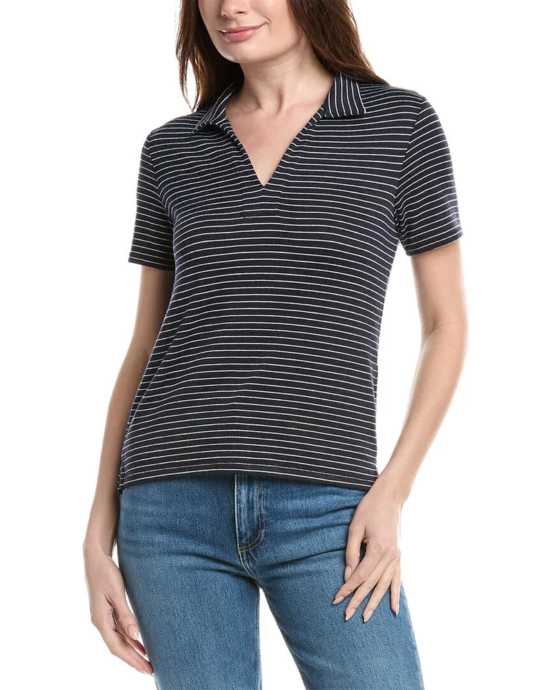 Rag & Bone The Knit Stripe Polo Shirt Blue