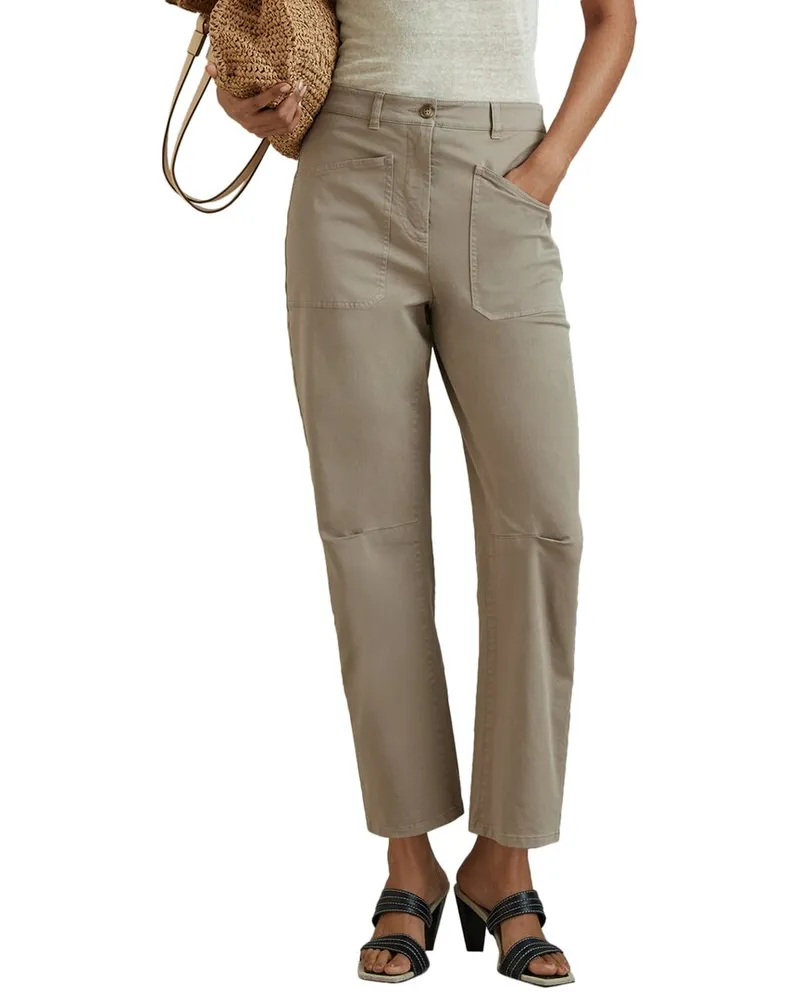 Reiss Nova Barrel Leg Trouser Green