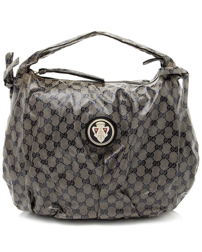Gucci Blue Canvas GG Crystal Hysteria Hobo (Authentic Pre-Loved Nocolor