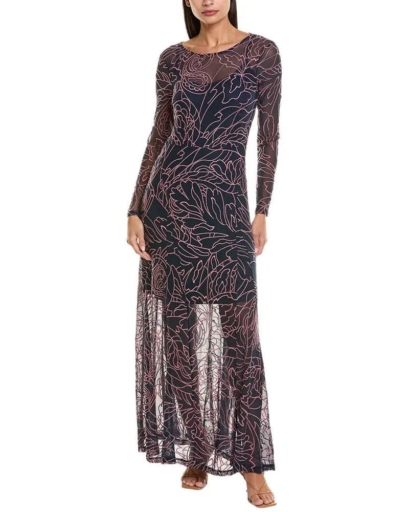Johnny Was Summer Panel Mesh Maxi Dress Blue
