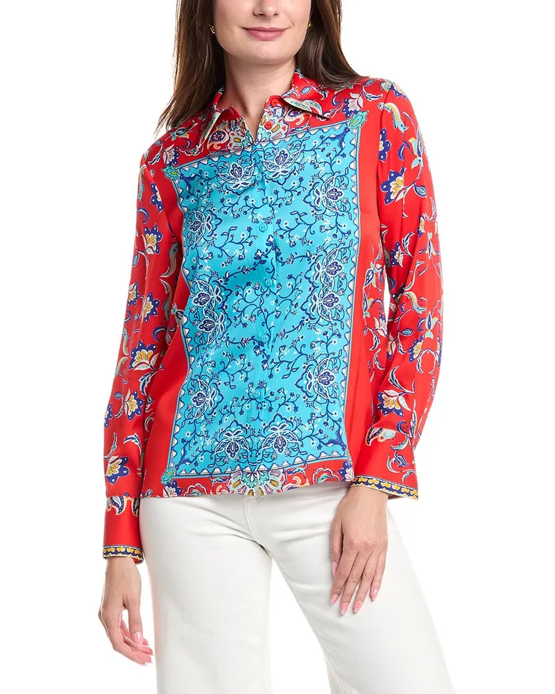 Elie Tahari The Haven Silk-Blend Blouse Blue