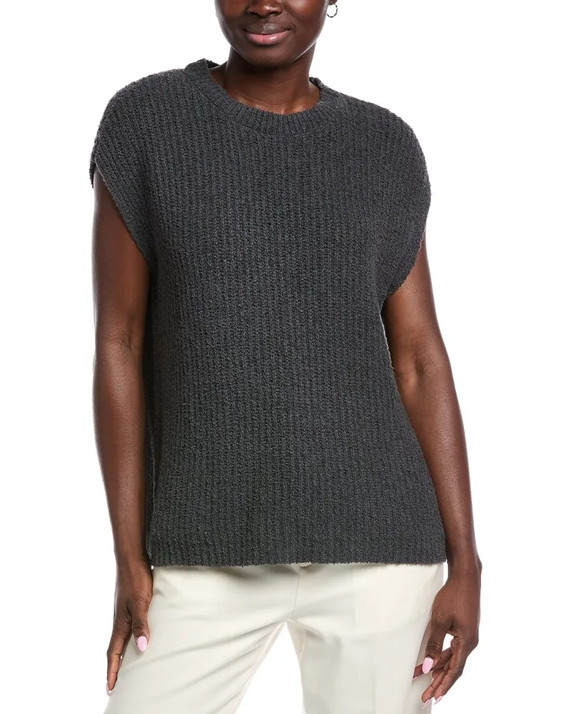 Eileen Fisher Fluff Cashmere-Blend Sweater Vest Grey