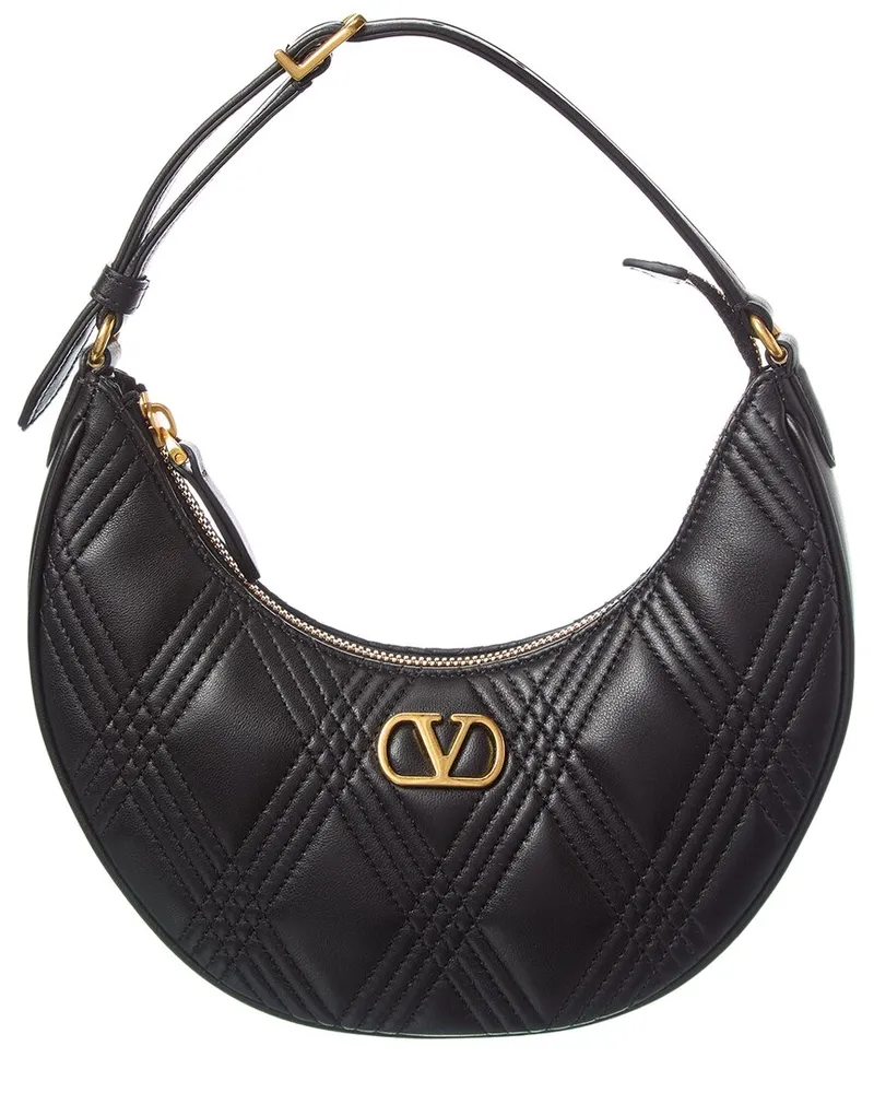Valentino Garavani VLogo Signature Leather Hobo Bag Black