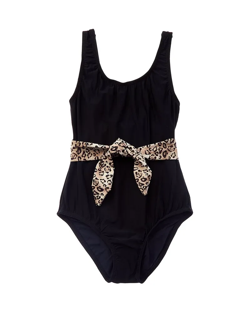 PilyQ Belted Bow One-Piece Brown