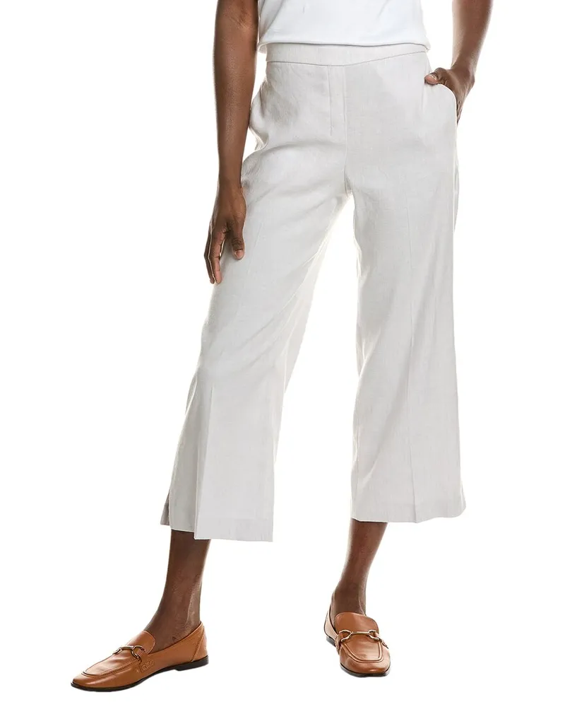 Theory Wide Pull-On Linen-Blend J Pant White