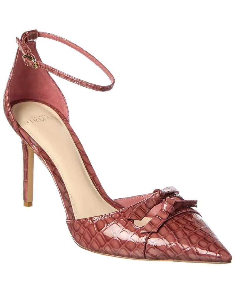 Alexandre Birman Kate 85 Croc-Embossed Patent Pump Pink