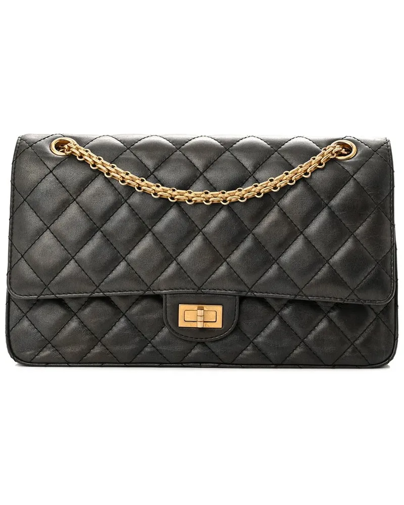 Chanel Charcoal Metallic Calfskin Leather Metallic Quilted 2.55 Reissue 226  Flap (Authentic Pre-Loved Nocolor