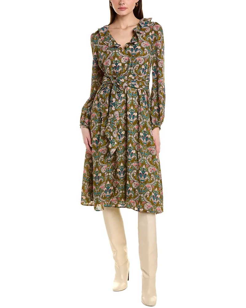 Traffic People Cinch Midi Dress Green