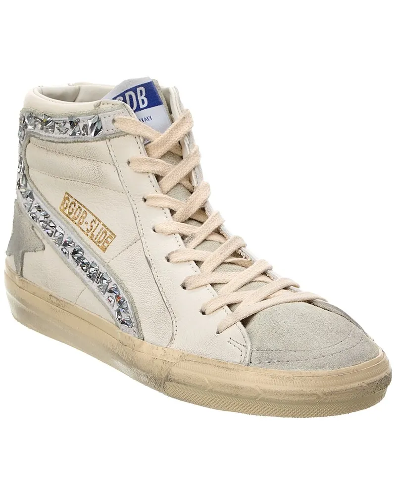 Golden Goose Slide Leather & Suede High-Top Sneaker White