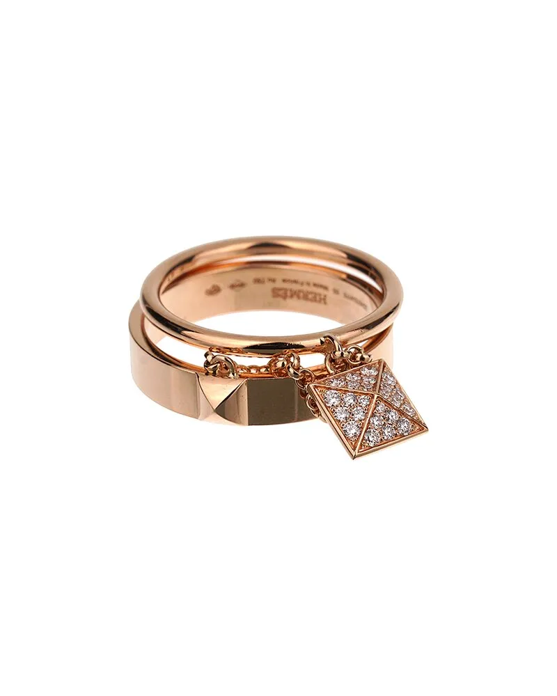 Hermès 18K Rose Gold 0.15 ct. tw. Diamond Clou d'H Ring (Authentic Pre-Loved Nocolor