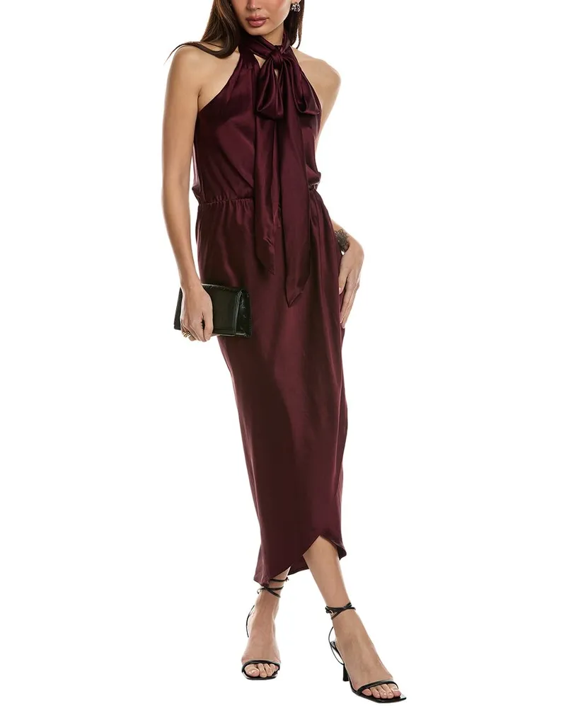Reiss Tayla Satin Drape Occasion Dress Red
