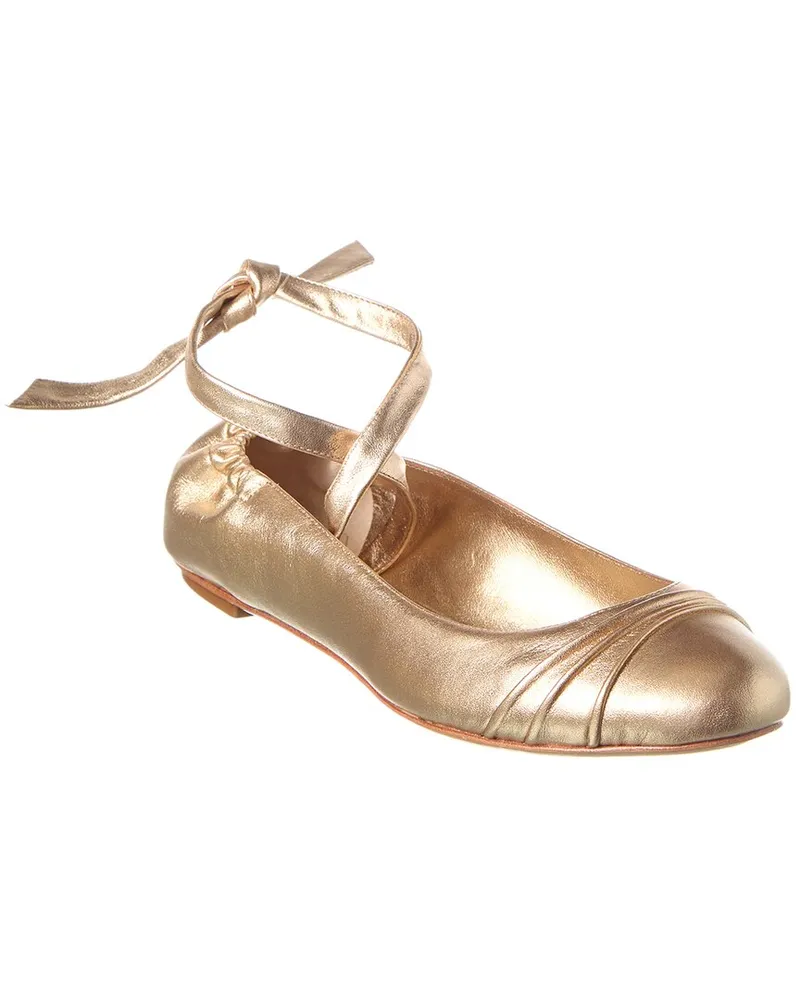 Alexandre Birman Clarita Leather Ballet Flat Gold