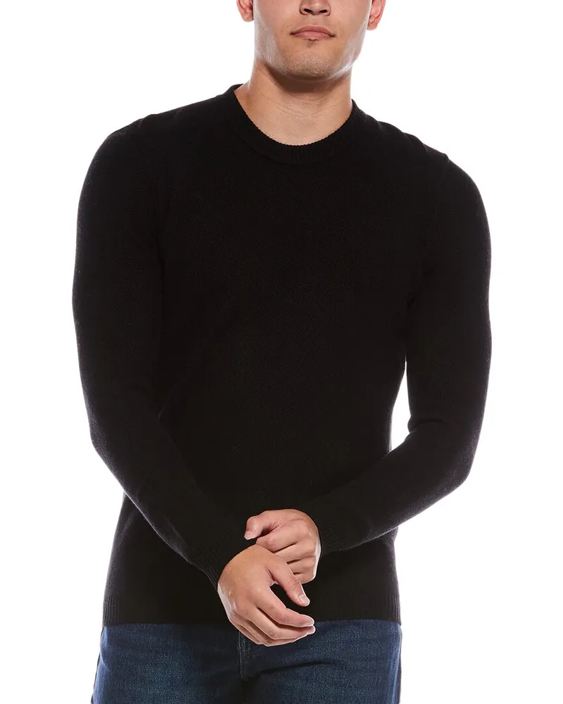 Autumn Cashmere Wool & Cashmere-Blend Honeycomb Crewneck Sweatshirt Black