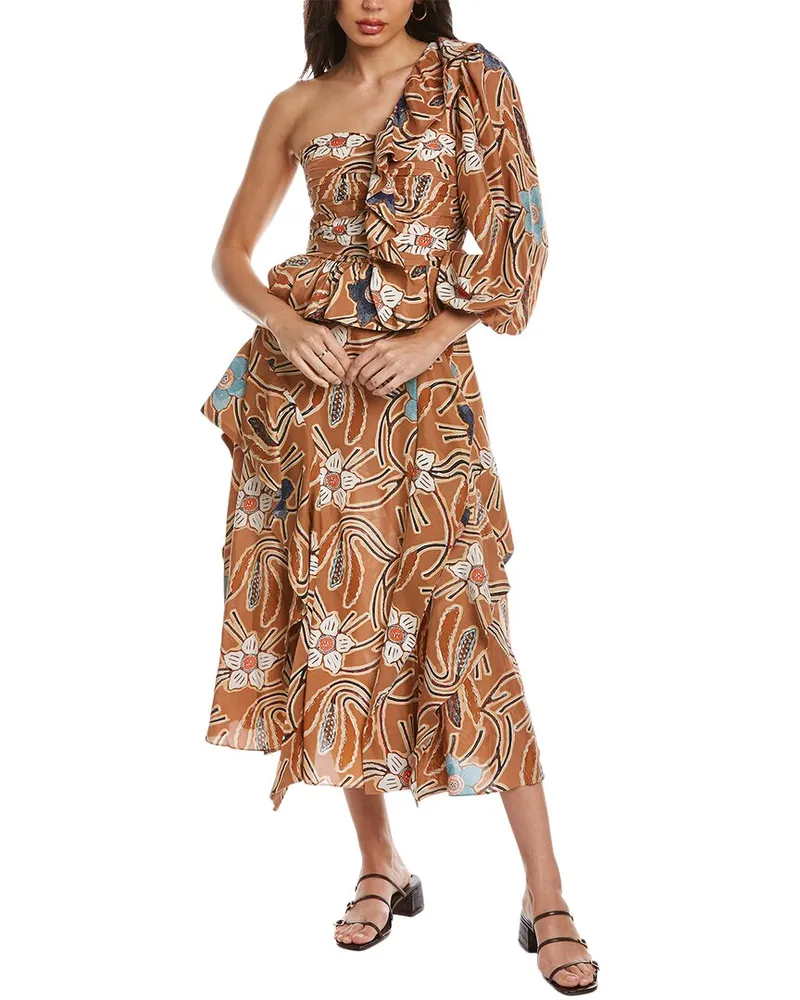 Ulla Johnson One-Shoulder Silk Midi Dress Nocolor