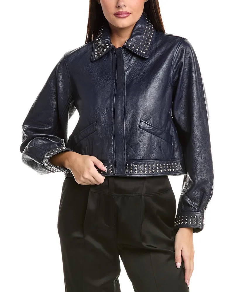 Cinq à Sept Kierstin Leather Jacket Blue