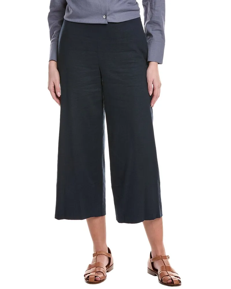 Vince Crop Wide Linen-Blend Pant Blue