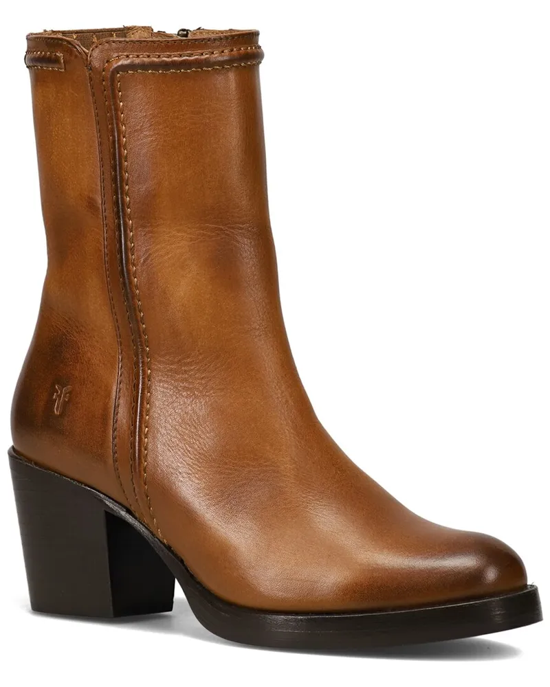 Frye Jean Short Inside Zip Leather Boot Brown
