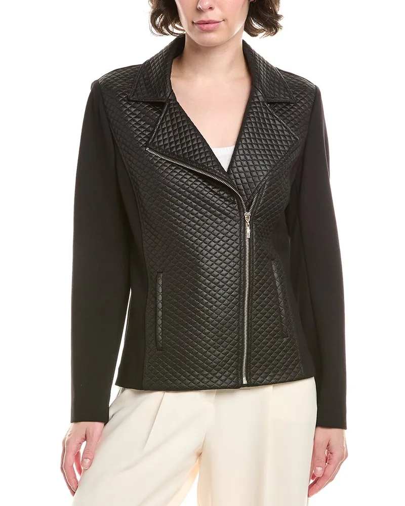 Anne Klein Asymmetrical Moto Jacket Black