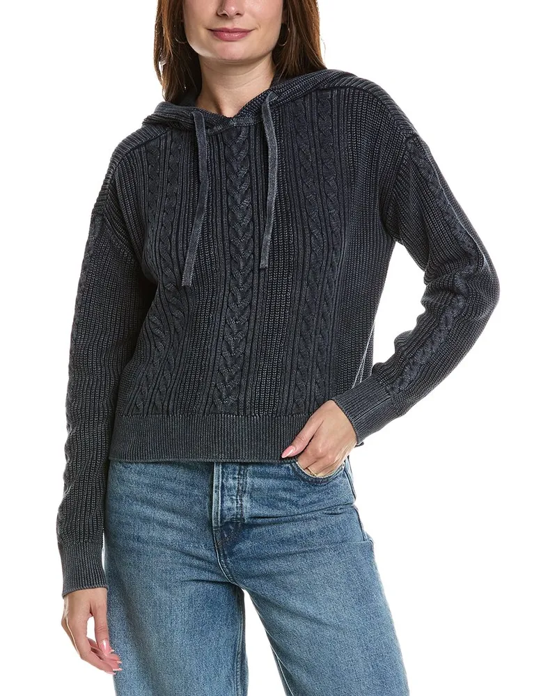 ATM Cable Knit Hoodie Blue