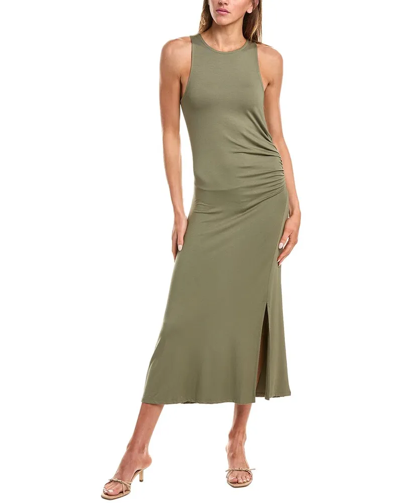 Reiss Valeria Racer Back Jersey Dress Beige