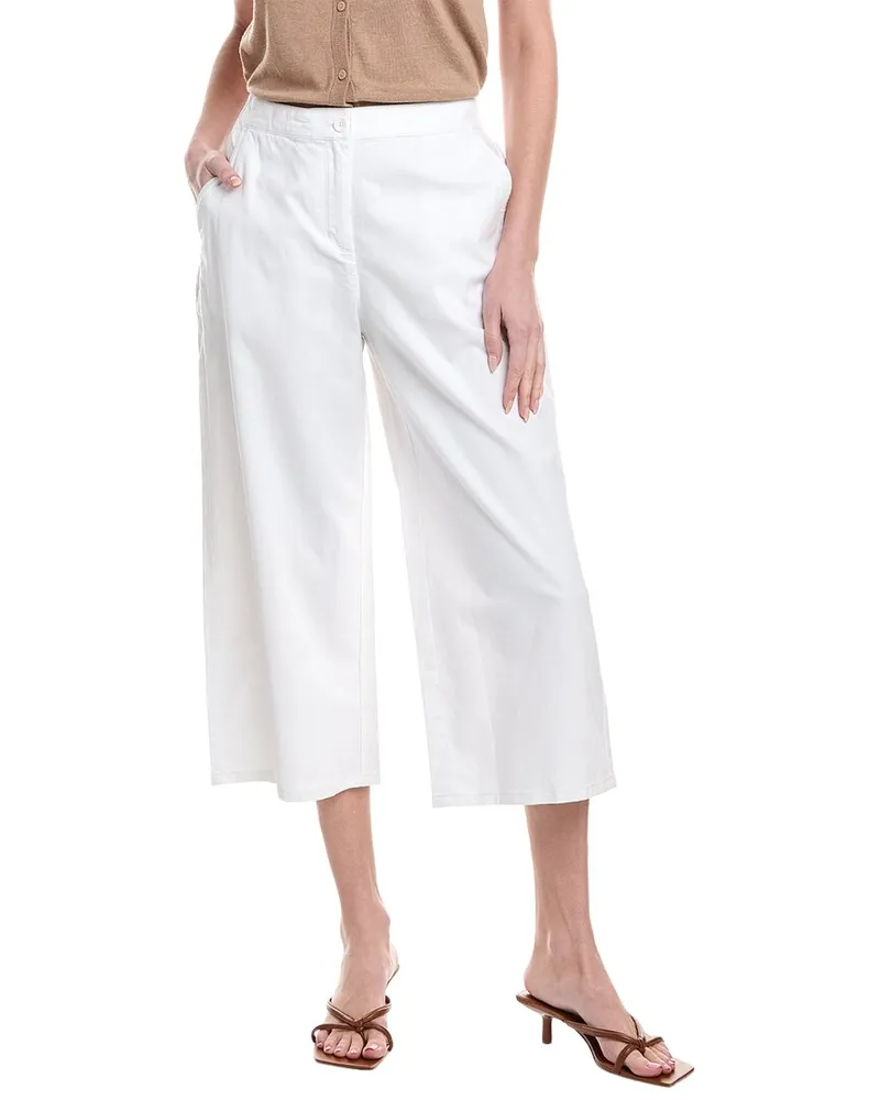 Eileen Fisher Petite Wide Cropped Trouser White