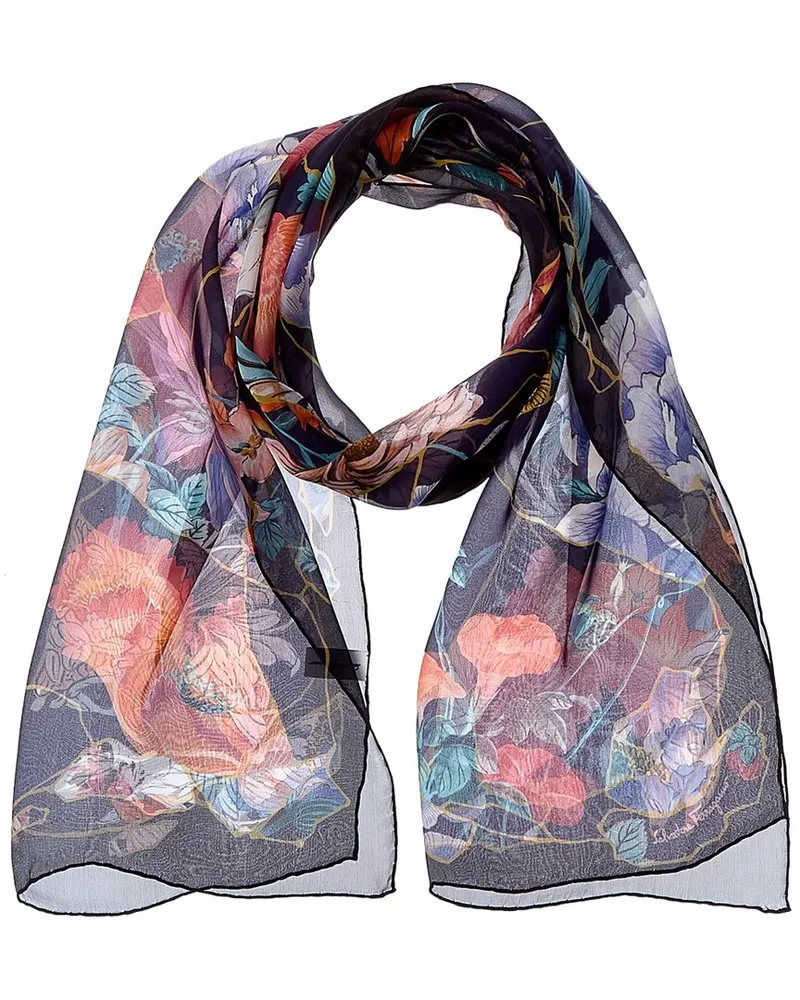 Ferragamo Silk Scarf Blue