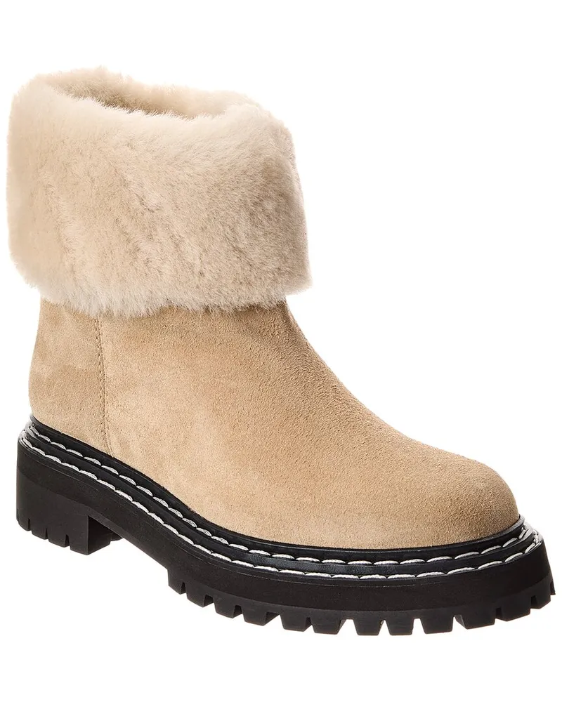 Proenza Schouler Suede & Shearling Boot Beige