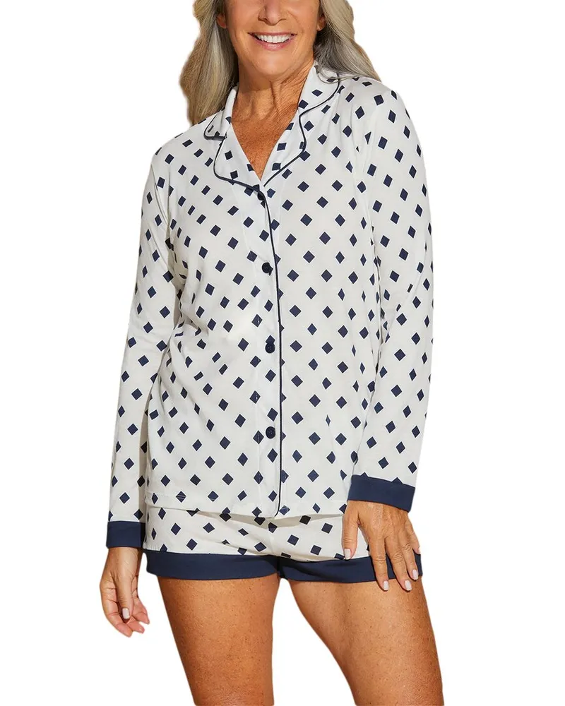 Cosabella Bella Printed Comfort Top & Boxer Set White