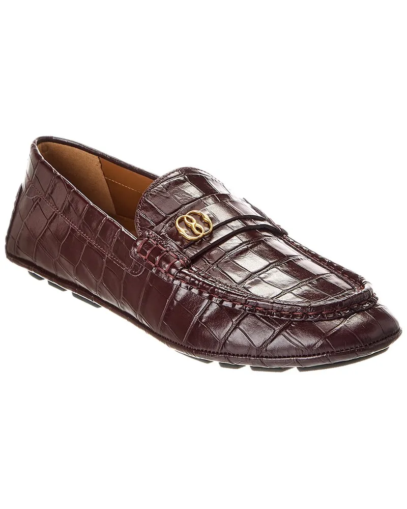 Bally Keeper Croc-Embossed Leather Loafer Brown