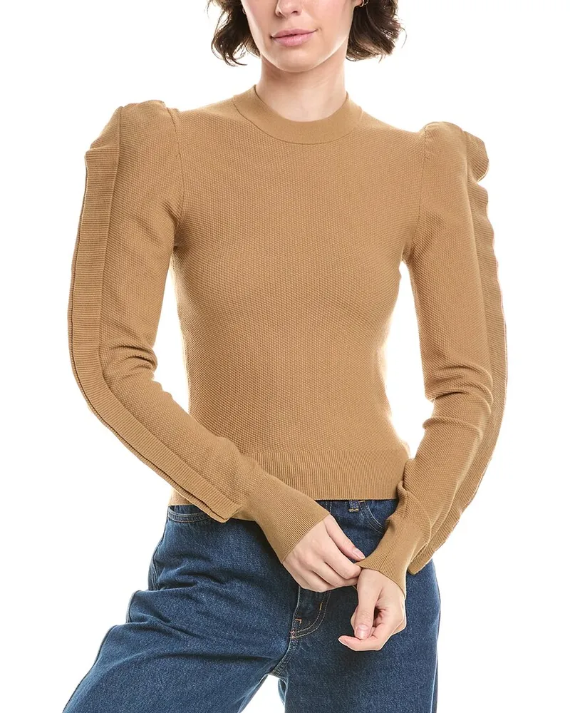 Max Mara Genero Ruffle Puff Sleeve Sweater Brown