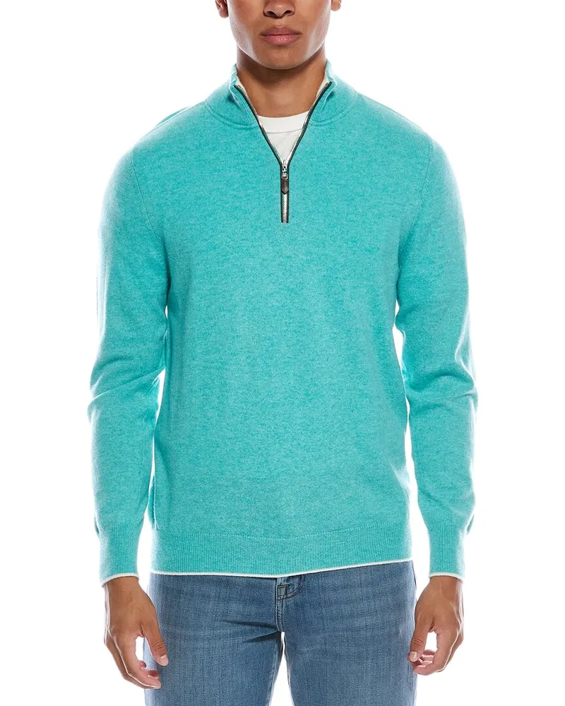 N.Peal Carnaby Cashmere 1/2-Zip Sweater Green