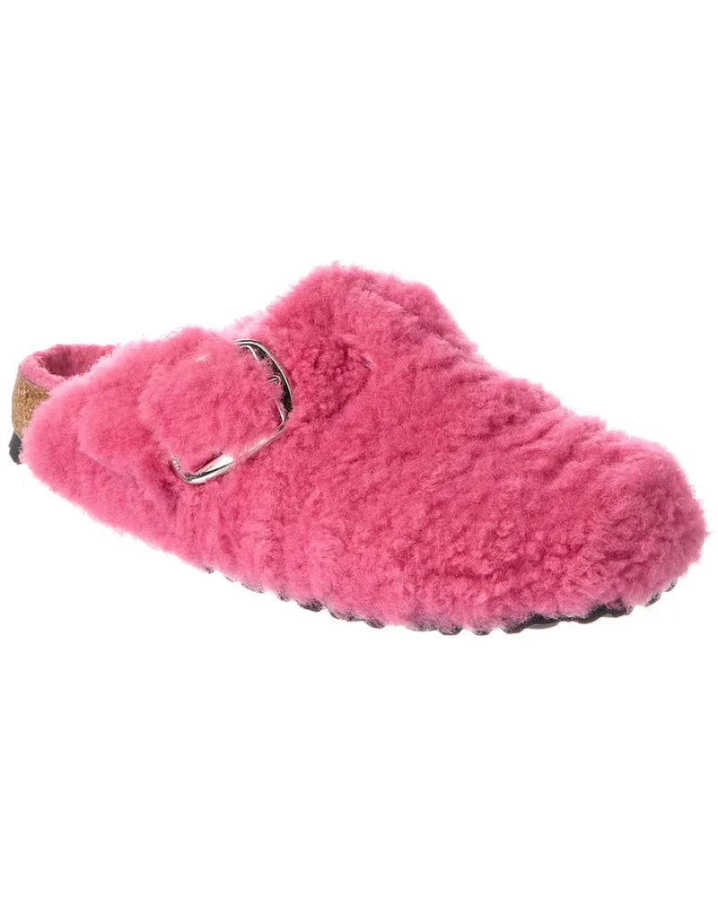 Birkenstock Boston Big Buckle Teddy Narrow Shearling Clog Pink