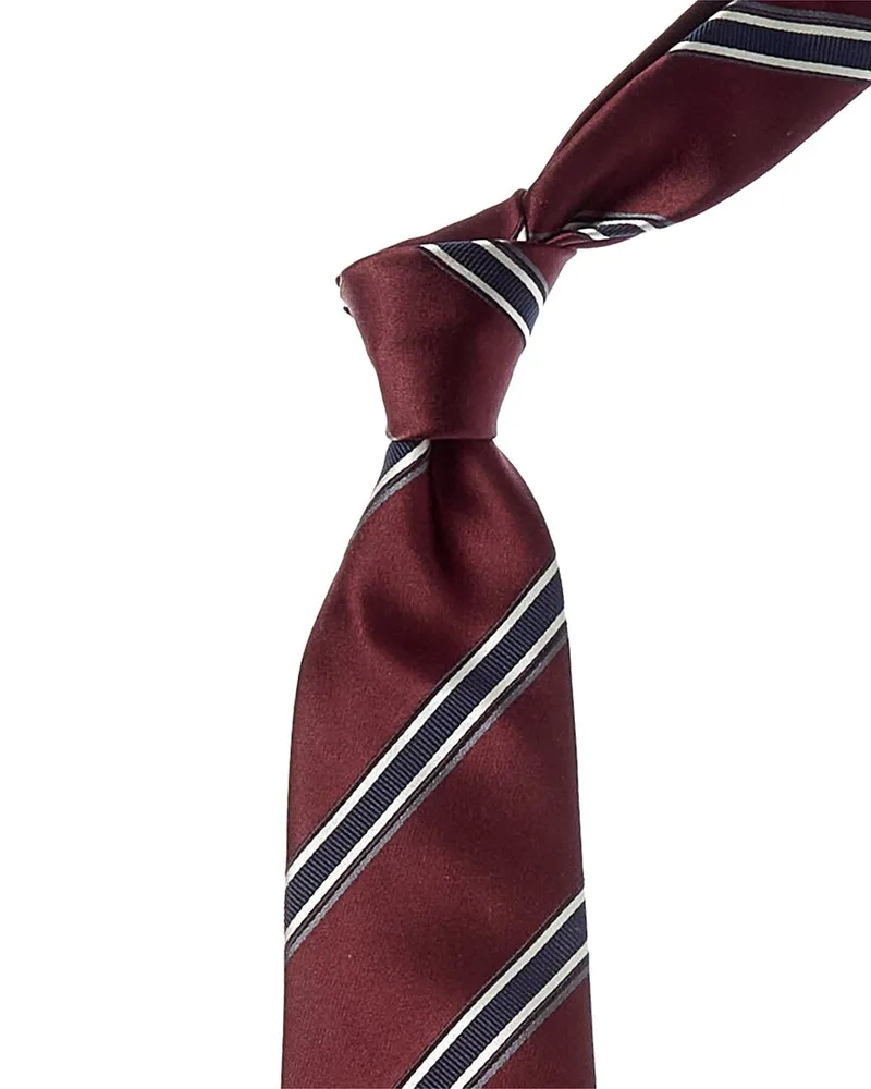 Brunello Cucinelli Red Stripe Silk-Blend Tie Nocolor