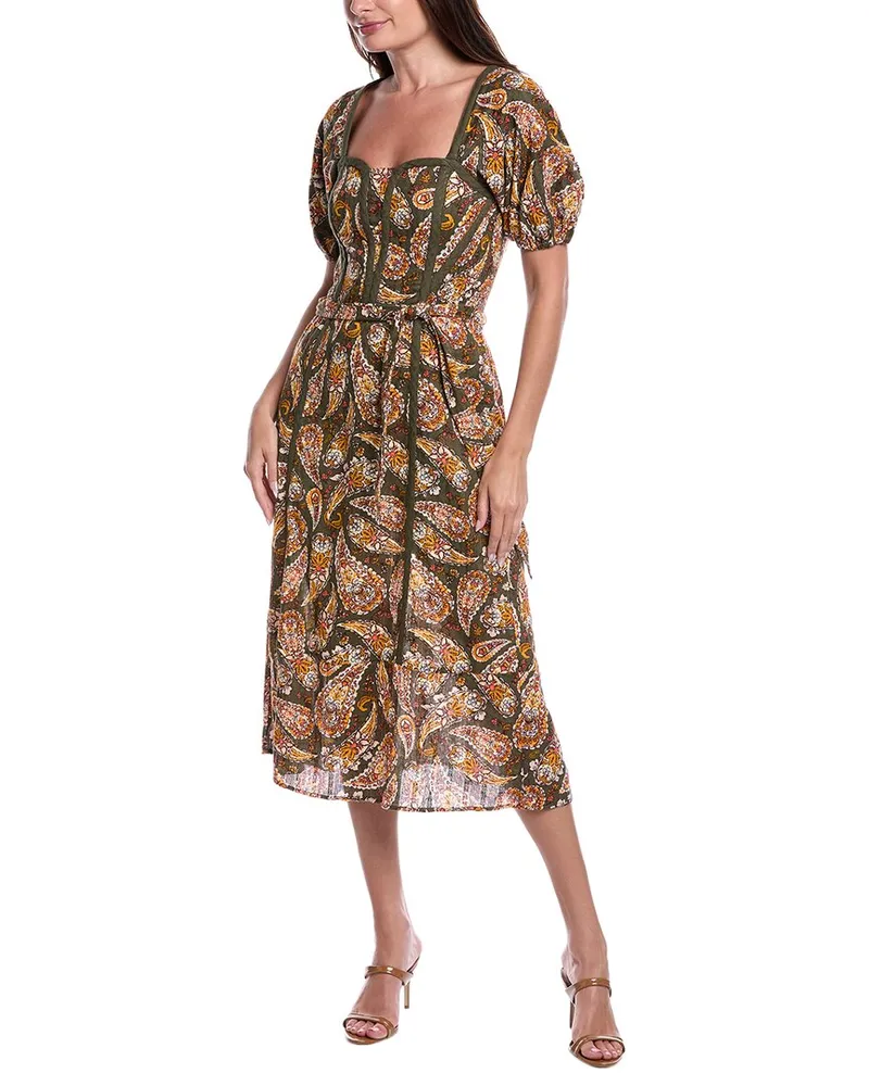 Sam Edelman Irin Corset Seamed Midi Dress Green