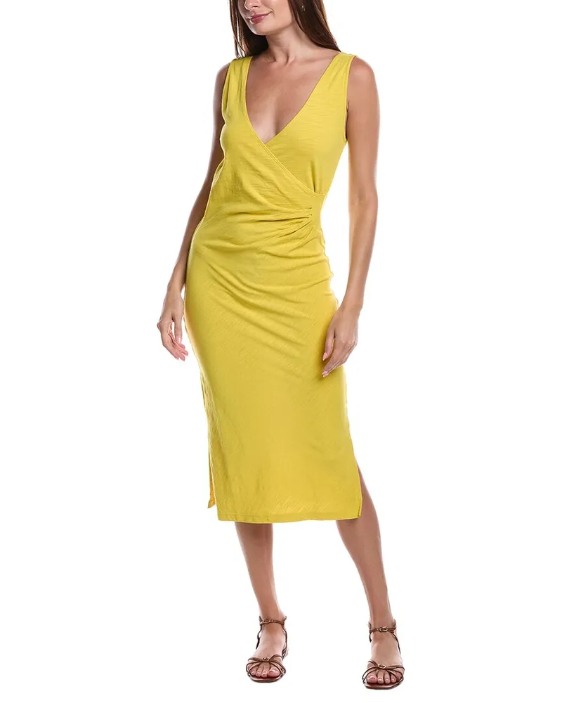 Nation Ltd Melrose Straight Column Midi Dress Yellow