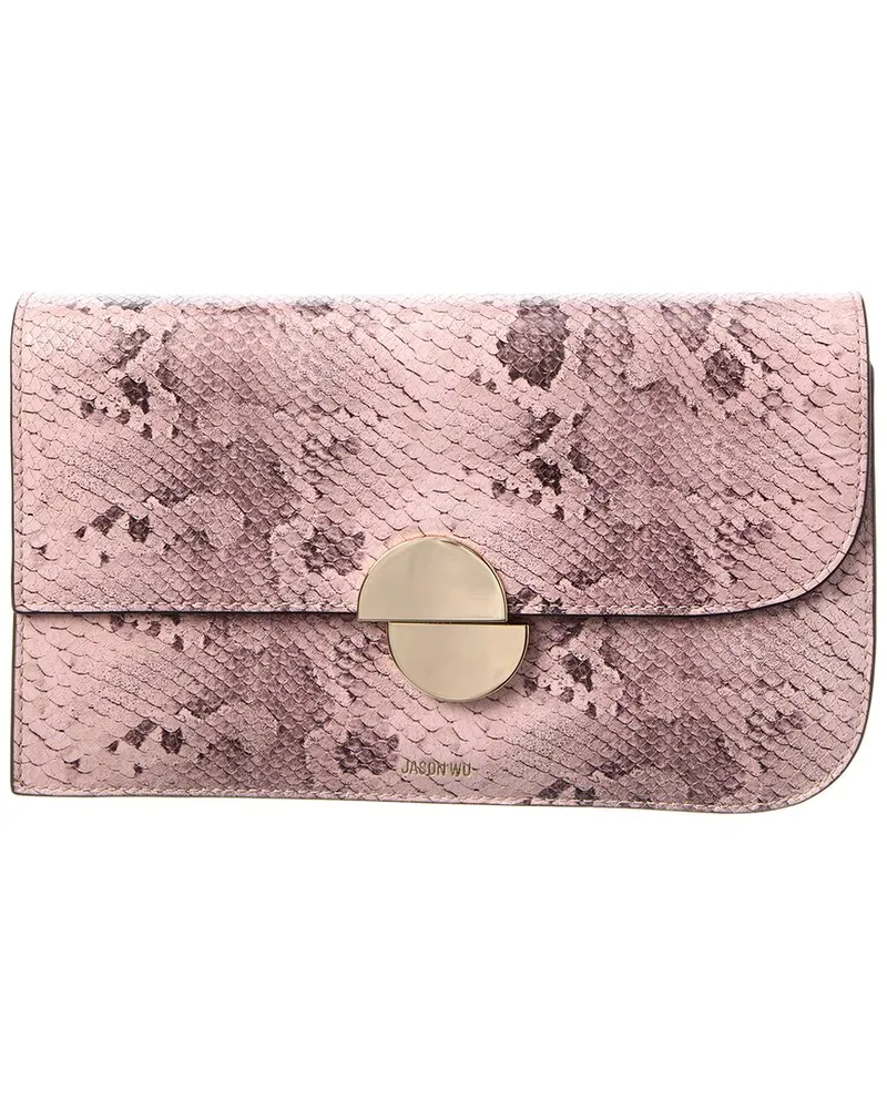 Jason Wu Snake-Embossed Leather Clutch Pink