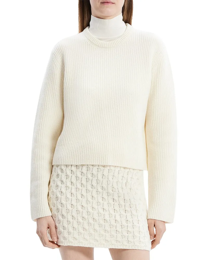 Theory Boxy Wool & Cashmere-Blend Sweater Nocolor