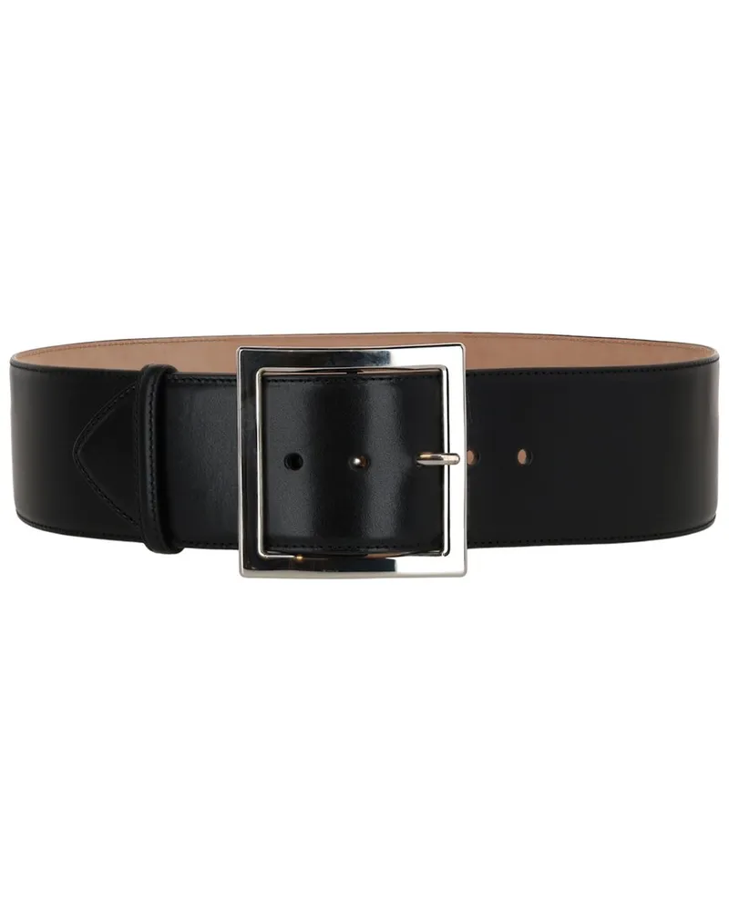 Alexander McQueen Ecolux Square Leather Belt Black
