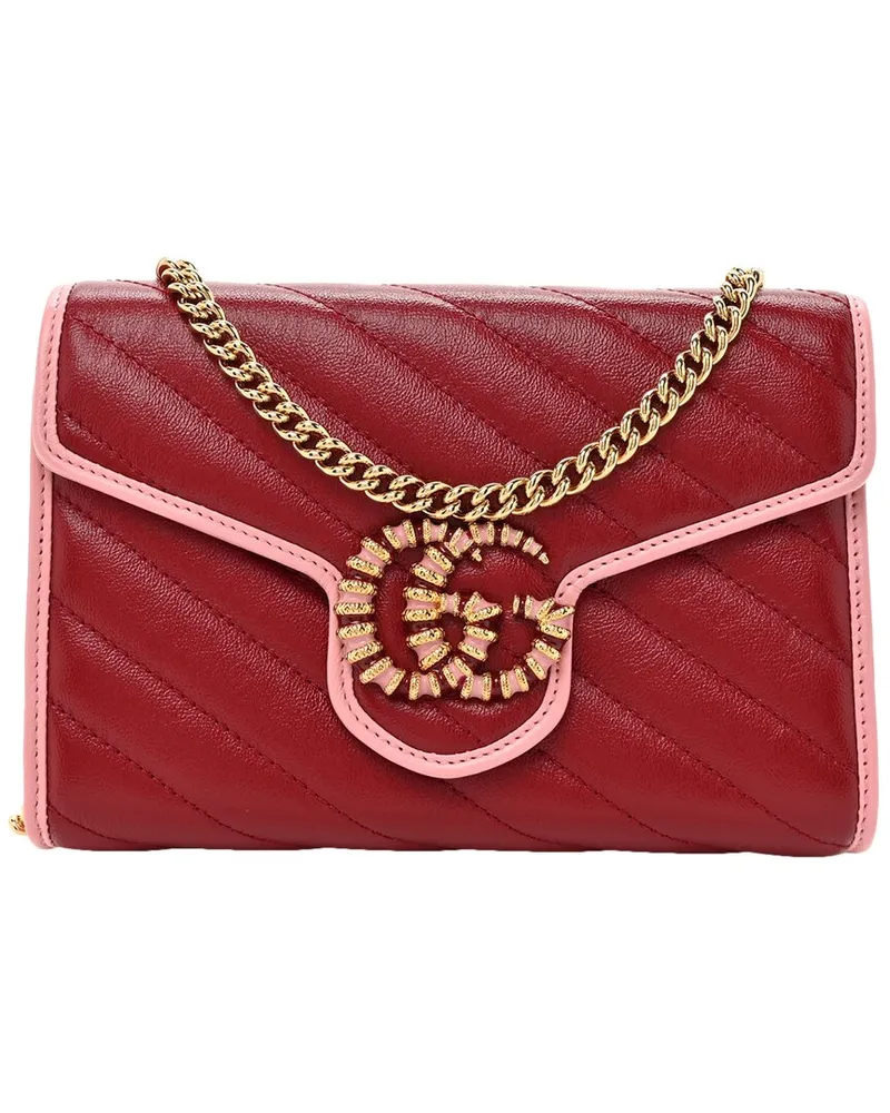 Gucci New Cherry Red Wild Rose Azalea Calfskin Leather Enamel Diagonal Torchon  Marmont Chain Wallet (Authentic Pre-Loved Nocolor