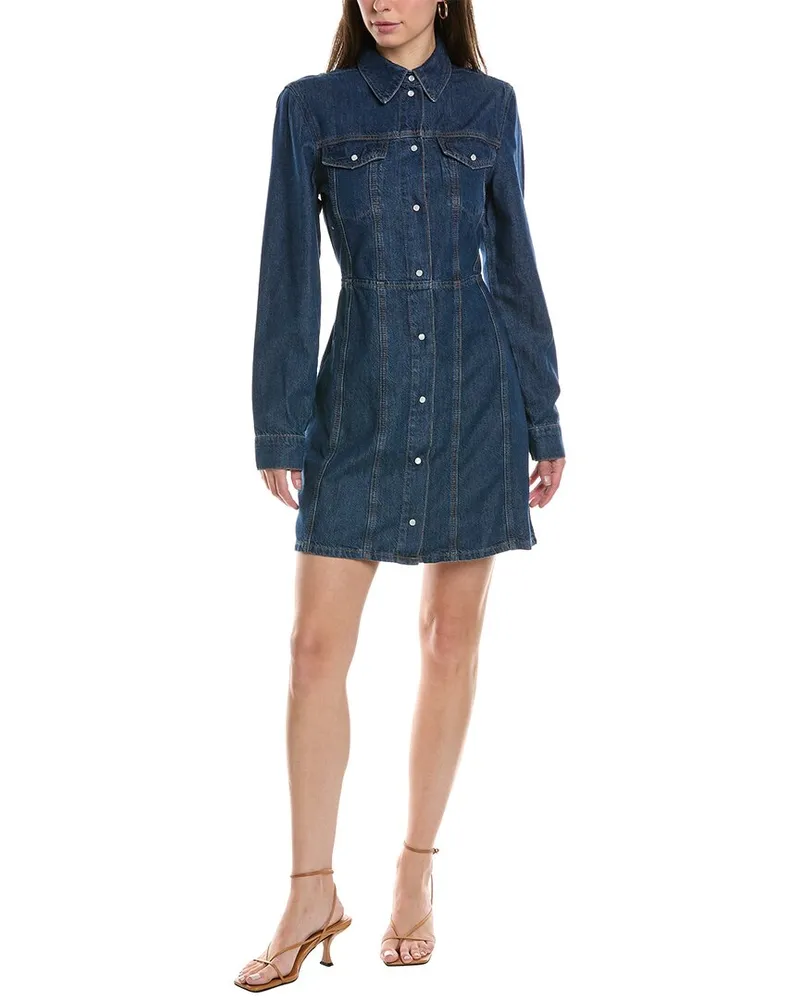 Ganni Raw Indigo Denim Mini Dress Blue