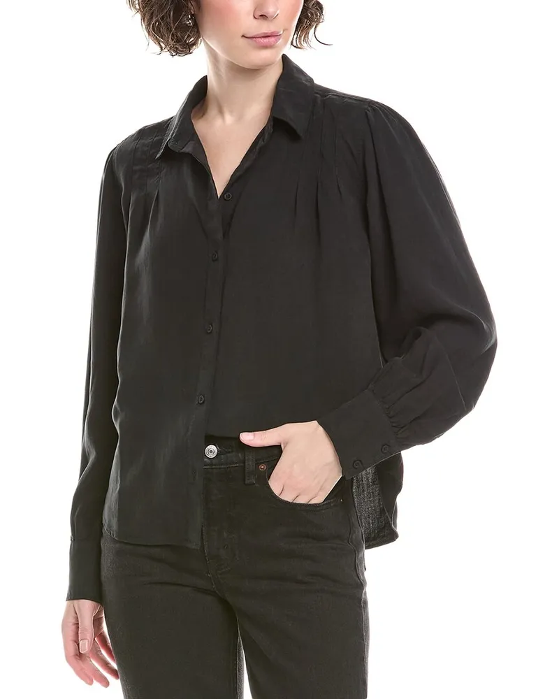 Bella Dahl Pintucked Button-Down Shirt Black