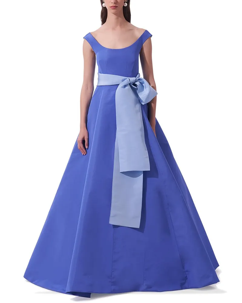Carolina Herrera New York Scoop Neck Silk A-Line Gown Purple