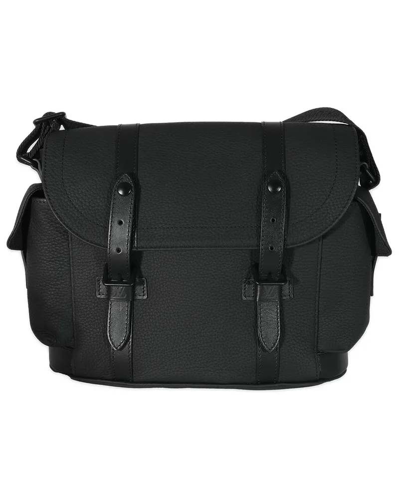 Louis Vuitton Black Leather Christopher Messenger (Authentic Pre-Loved Nocolor