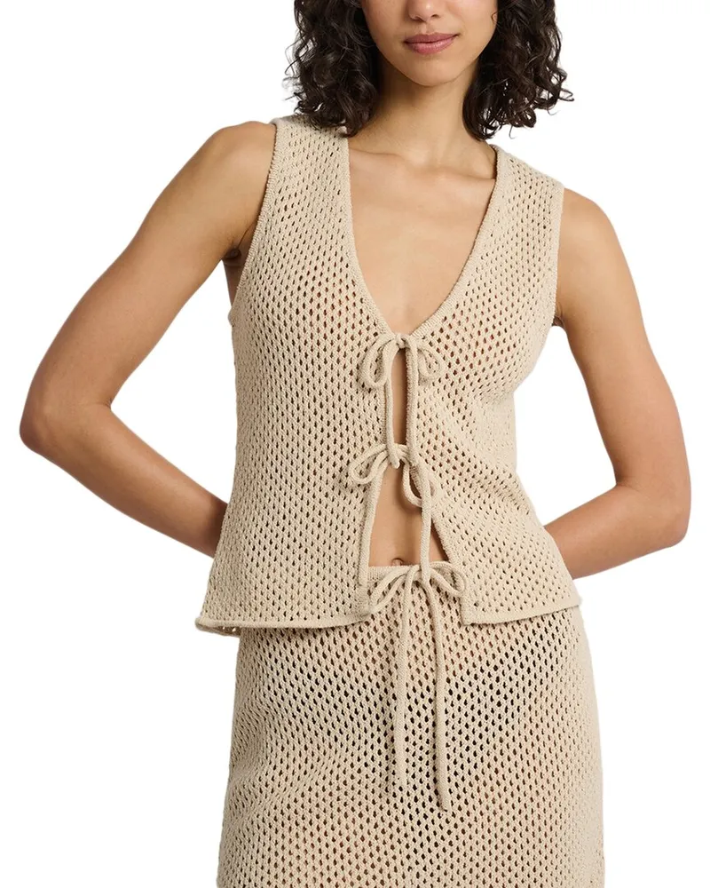 Onia Crochet Knit Tie Front Nocolor