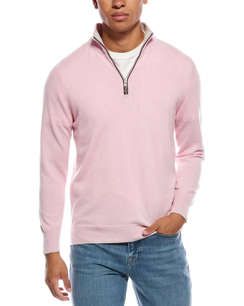 N.Peal Carnaby Cashmere 1/2-Zip Sweater Pink